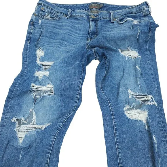 Torrid Jeans Boyfriend Straight Distressed Destroyed Plus Sz 20 Stretch HighRise - Picture 13 of 13
